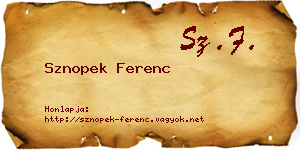 Sznopek Ferenc névjegykártya